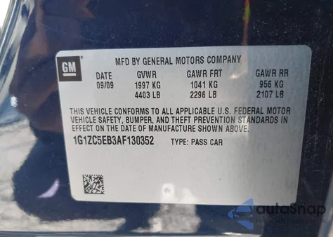 2010 Chevrolet Malibu Lt z USA, uszkodzony, nr VIN 1G1ZC5EB3AF130352